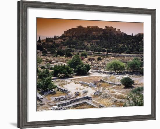 Partial View of the Agora and the Acropolis in the Background, Athens-null-Framed Giclee Print