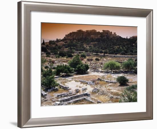 Partial View of the Agora and the Acropolis in the Background, Athens-null-Framed Giclee Print