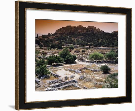 Partial View of the Agora and the Acropolis in the Background, Athens-null-Framed Giclee Print