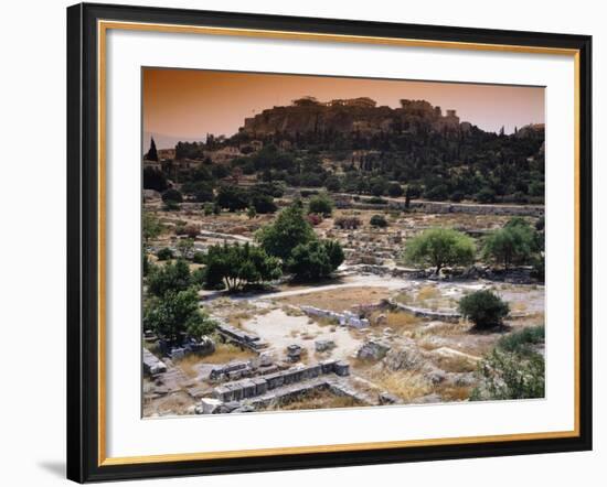 Partial View of the Agora and the Acropolis in the Background, Athens-null-Framed Giclee Print