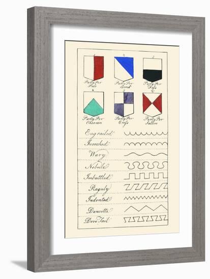 Partition Lines for Shields of Heraldry-Hugh Clark-Framed Art Print