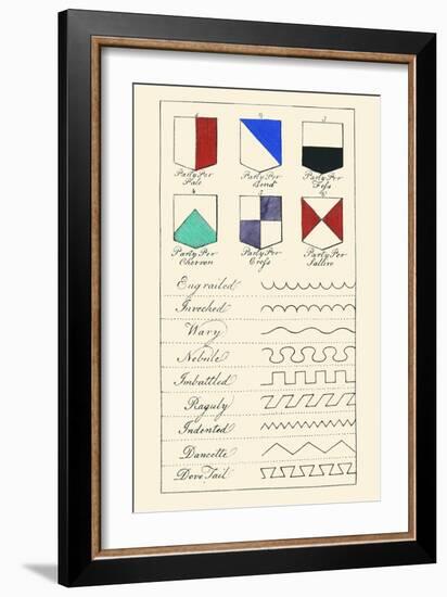 Partition Lines for Shields of Heraldry-Hugh Clark-Framed Art Print