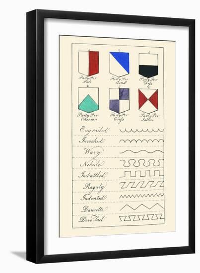 Partition Lines for Shields of Heraldry-Hugh Clark-Framed Art Print