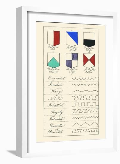 Partition Lines for Shields of Heraldry-Hugh Clark-Framed Art Print