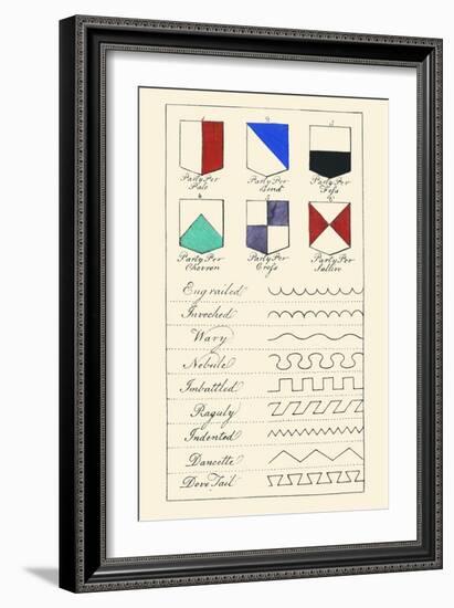 Partition Lines for Shields of Heraldry-Hugh Clark-Framed Art Print