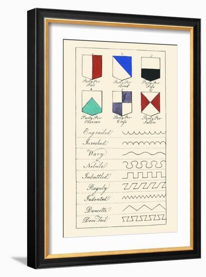 Partition Lines for Shields of Heraldry-Hugh Clark-Framed Art Print