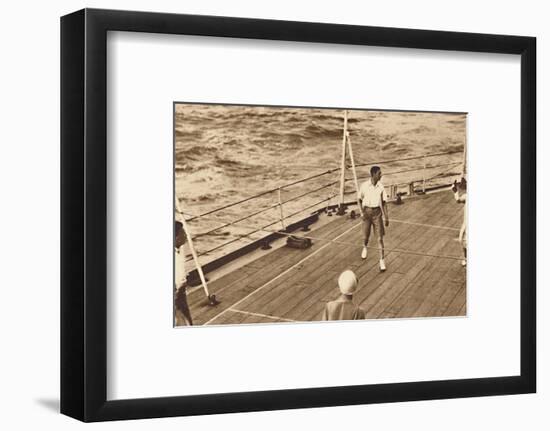 'Partners - A game of deck tennis in the Renown', 1927, (1937)-Unknown-Framed Photographic Print