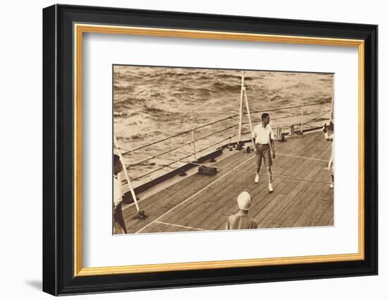 'Partners - A game of deck tennis in the Renown', 1927, (1937)-Unknown-Framed Photographic Print