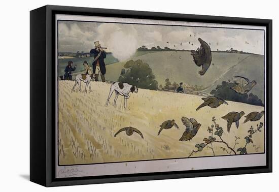 Partridge Hunting-Cecil Aldin-Framed Premier Image Canvas