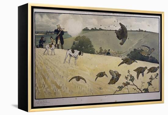 Partridge Hunting-Cecil Aldin-Framed Premier Image Canvas