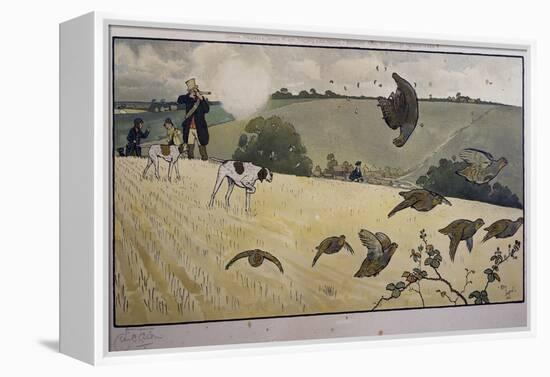 Partridge Hunting-Cecil Aldin-Framed Premier Image Canvas