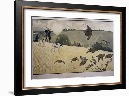 Partridge Hunting-Cecil Aldin-Framed Giclee Print