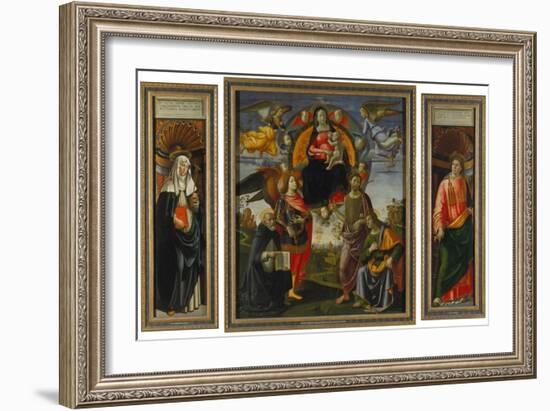 Parts of the Highaltar of S. Maria Novella Florence: Katharina V. Siena, Madonna with Child-Domenico Ghirlandaio-Framed Giclee Print