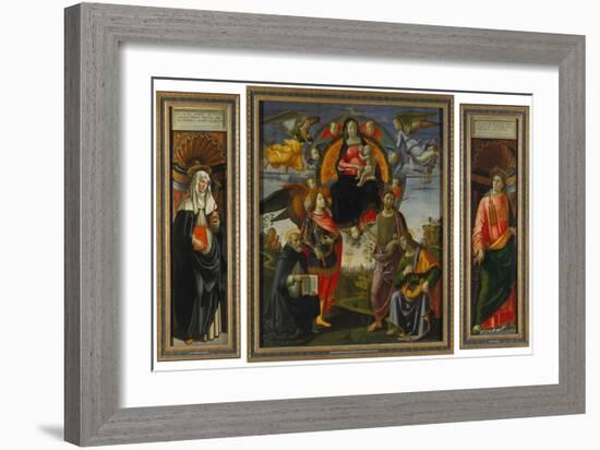 Parts of the Highaltar of S. Maria Novella Florence: Katharina V. Siena, Madonna with Child-Domenico Ghirlandaio-Framed Giclee Print