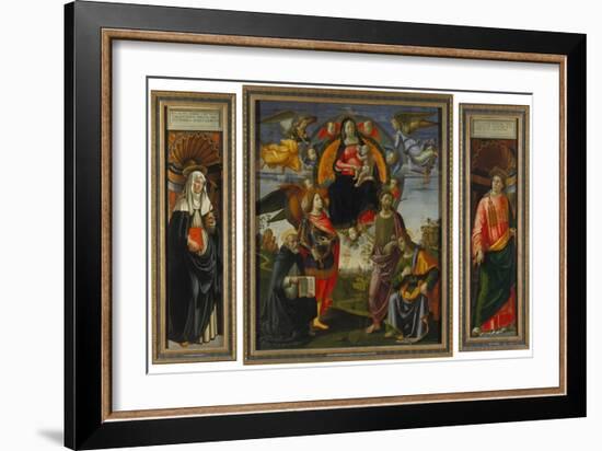 Parts of the Highaltar of S. Maria Novella Florence: Katharina V. Siena, Madonna with Child-Domenico Ghirlandaio-Framed Giclee Print