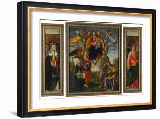 Parts of the Highaltar of S. Maria Novella Florence: Katharina V. Siena, Madonna with Child-Domenico Ghirlandaio-Framed Giclee Print