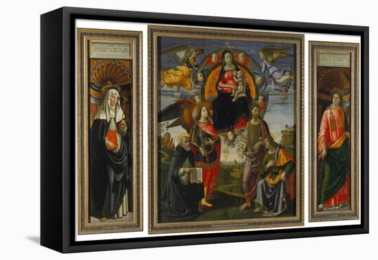 Parts of the Highaltar of S. Maria Novella Florence: Katharina V. Siena, Madonna with Child-Domenico Ghirlandaio-Framed Premier Image Canvas