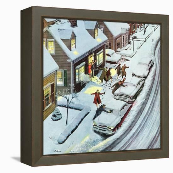 "Party After Snowfall", February 12, 1955-Ben Kimberly Prins-Framed Premier Image Canvas