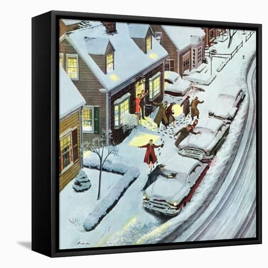 "Party After Snowfall", February 12, 1955-Ben Kimberly Prins-Framed Premier Image Canvas