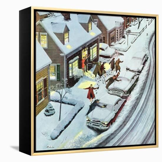 "Party After Snowfall", February 12, 1955-Ben Kimberly Prins-Framed Premier Image Canvas