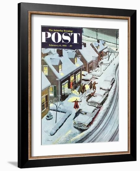 "Party After Snowfall" Saturday Evening Post Cover, February 12, 1955-Ben Kimberly Prins-Framed Giclee Print