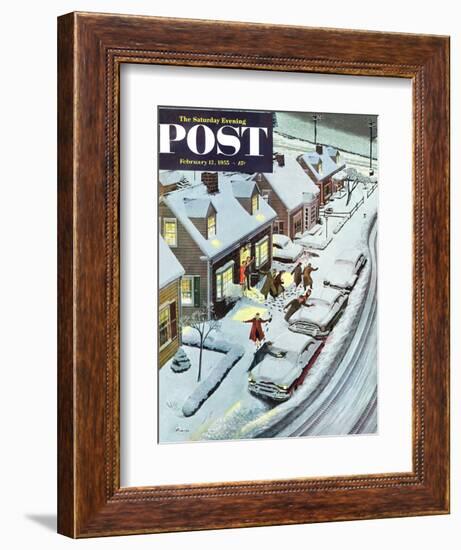 "Party After Snowfall" Saturday Evening Post Cover, February 12, 1955-Ben Kimberly Prins-Framed Giclee Print