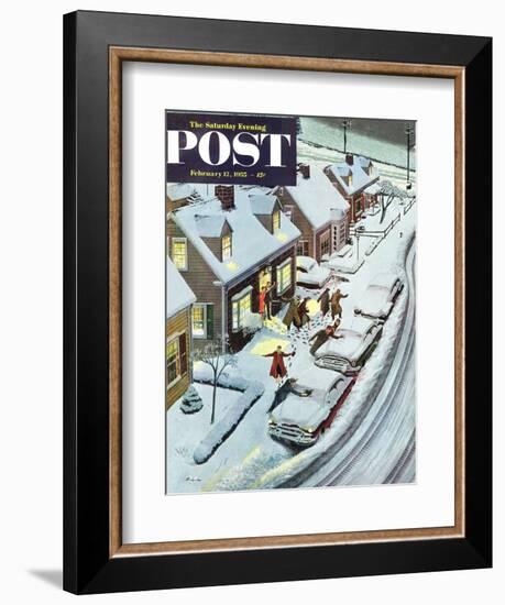 "Party After Snowfall" Saturday Evening Post Cover, February 12, 1955-Ben Kimberly Prins-Framed Giclee Print