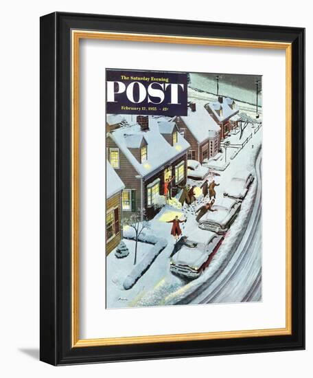 "Party After Snowfall" Saturday Evening Post Cover, February 12, 1955-Ben Kimberly Prins-Framed Giclee Print