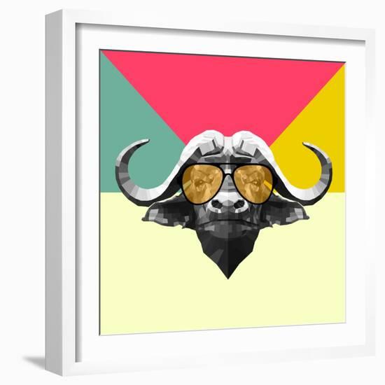 Party Buffalo in Glasses-Lisa Kroll-Framed Art Print