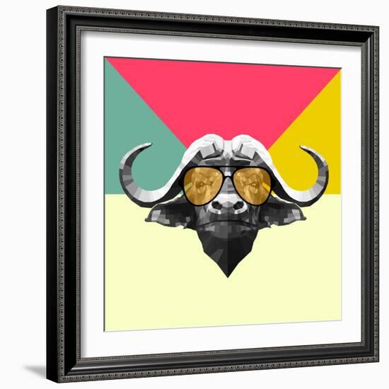 Party Buffalo in Glasses-Lisa Kroll-Framed Art Print