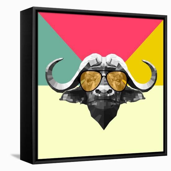 Party Buffalo in Glasses-Lisa Kroll-Framed Stretched Canvas
