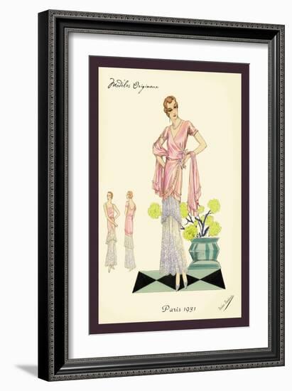 Party Dress in Pink and Blue-null-Framed Art Print