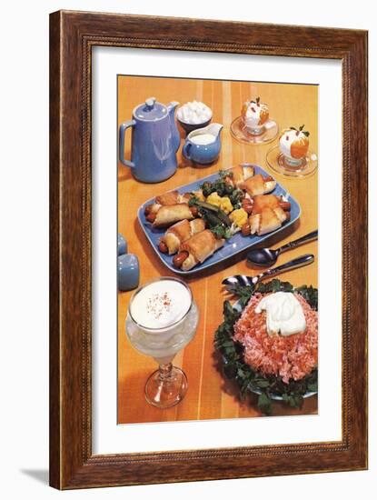 Party Food with Pigs in Blankets-null-Framed Art Print