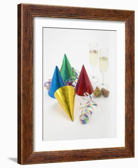 Party Hats, Streamers and Champagne-null-Framed Photographic Print