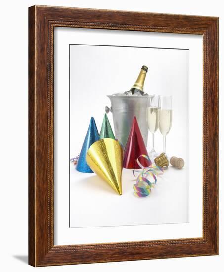 Party Hats, Streamers and Champagne-null-Framed Photographic Print