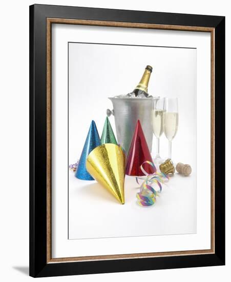 Party Hats, Streamers and Champagne-null-Framed Photographic Print