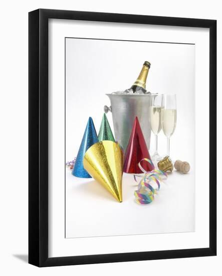 Party Hats, Streamers and Champagne-null-Framed Photographic Print