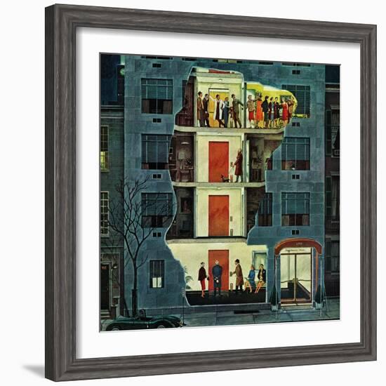 "Party Holding Up the Elevator," February 25, 1961-Ben Kimberly Prins-Framed Giclee Print