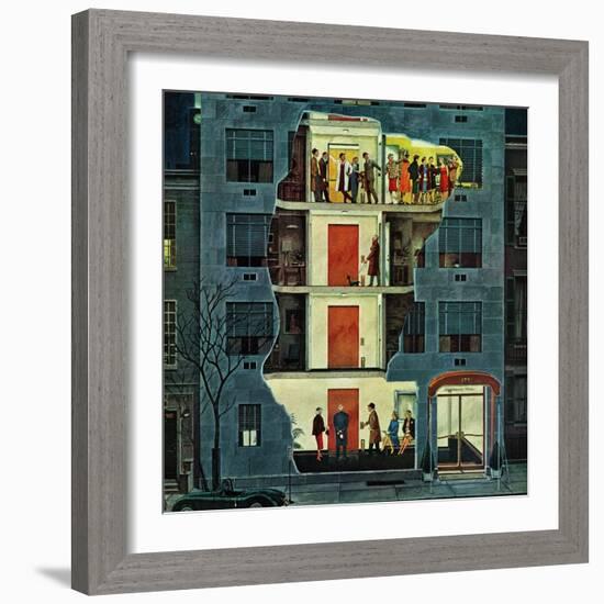 "Party Holding Up the Elevator," February 25, 1961-Ben Kimberly Prins-Framed Giclee Print