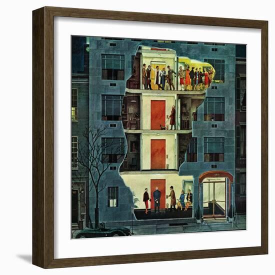 "Party Holding Up the Elevator," February 25, 1961-Ben Kimberly Prins-Framed Giclee Print