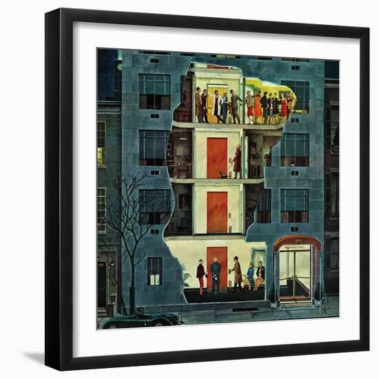 "Party Holding Up the Elevator," February 25, 1961-Ben Kimberly Prins-Framed Giclee Print