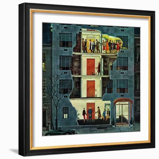 "Party Holding Up the Elevator," February 25, 1961-Ben Kimberly Prins-Framed Giclee Print