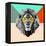 Party Lion in Glasses-Lisa Kroll-Framed Stretched Canvas
