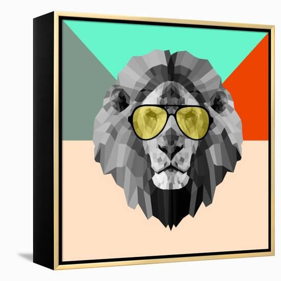 Party Lion in Glasses-Lisa Kroll-Framed Stretched Canvas