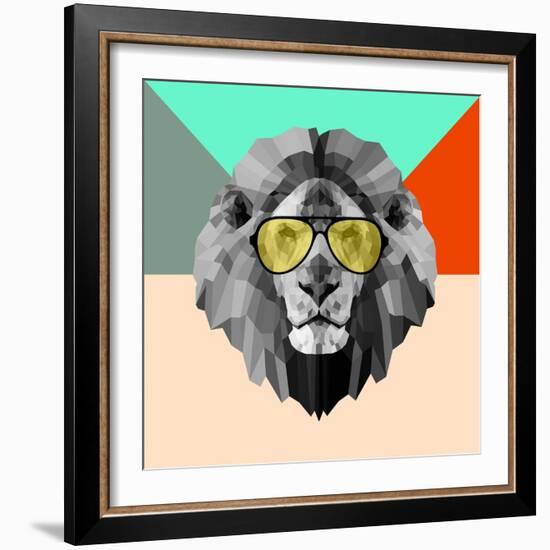 Party Lion in Glasses-Lisa Kroll-Framed Art Print