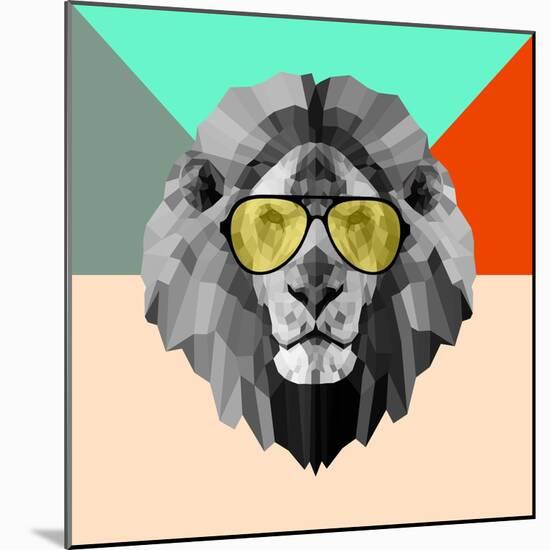 Party Lion in Glasses-Lisa Kroll-Mounted Art Print