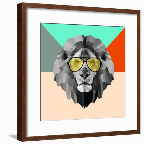 Party Lion in Glasses-Lisa Kroll-Framed Premium Giclee Print