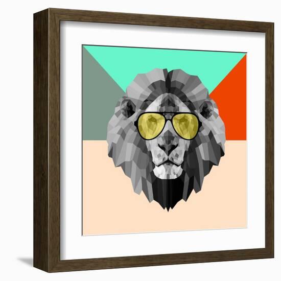 Party Lion in Glasses-Lisa Kroll-Framed Art Print