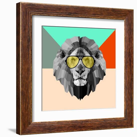 Party Lion in Glasses-Lisa Kroll-Framed Art Print