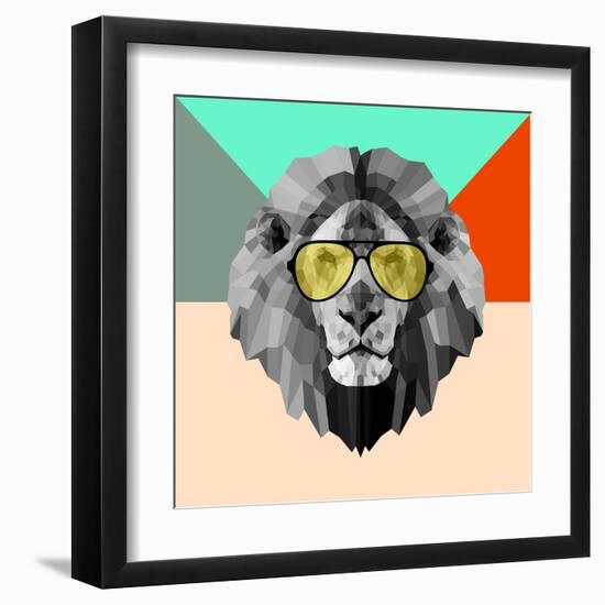 Party Lion in Glasses-Lisa Kroll-Framed Art Print